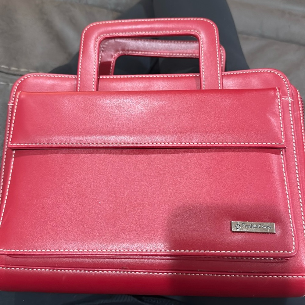 Franklin Covey red leather day planner from 2014